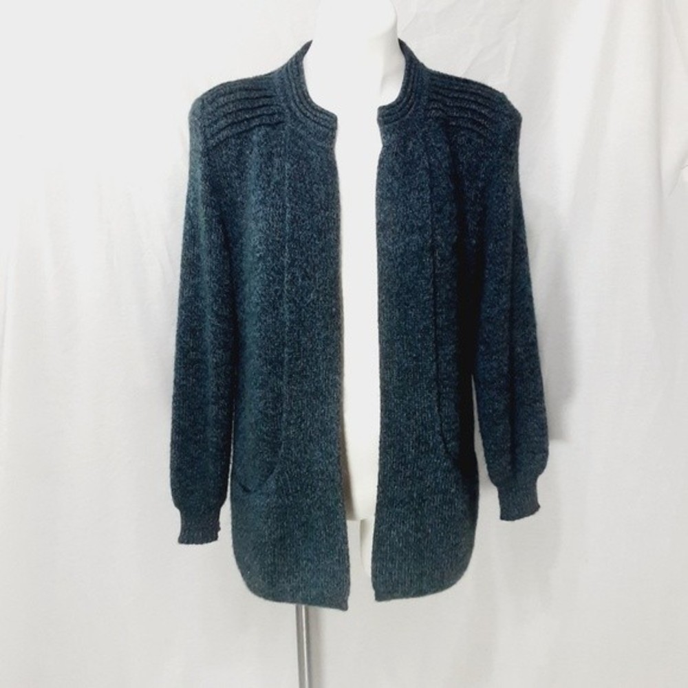 Dreamspun Alpaca Blend Cardigan Medium Open Front Ribbed Knit Cozy Soft Sweater